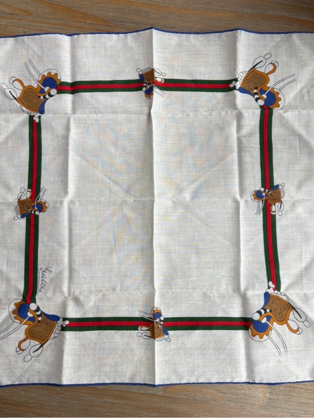 Vintage Gucci Cotton Handkerchief / Pocket Square – Made in Italy